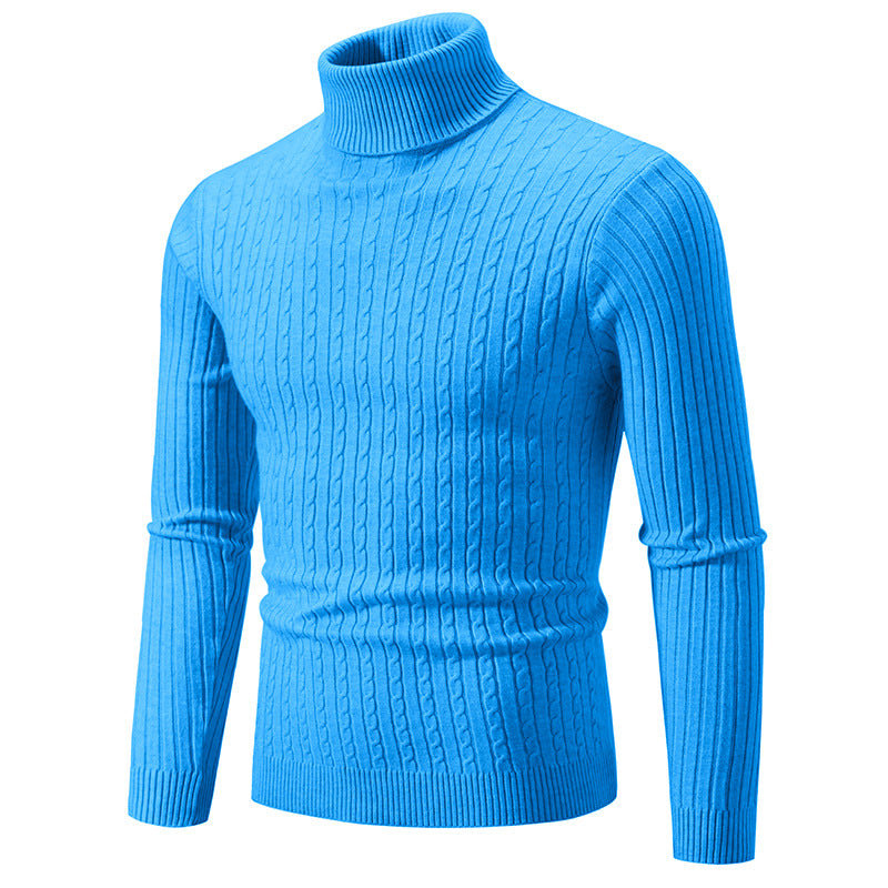 2023 Cross-border Autumn And Winter Foreign Trade New Men's Solid Color Sweater Fashion Long Sleeve Turtleneck Sweater Couple Base Shirt