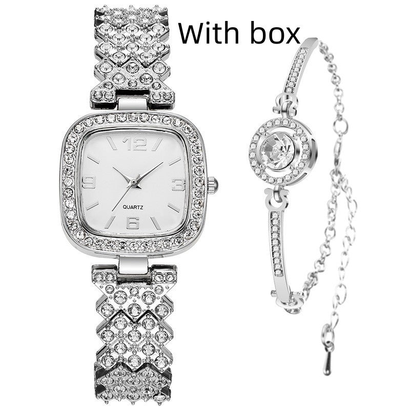 Small Square Full Diamond Women's Bracelet Wristwatch