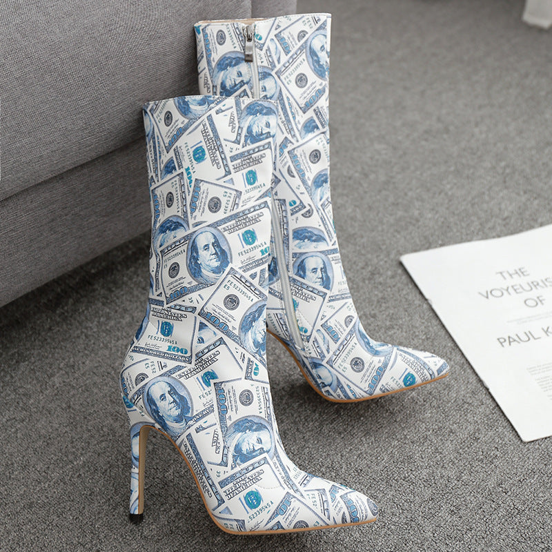 Pointed Toe Stiletto Mid Tube US Dollar Womens Boots