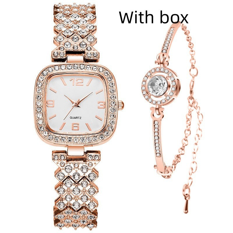 Small Square Full Diamond Women's Bracelet Wristwatch