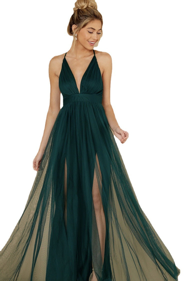 Explosion Style Mesh Sling Long Dress