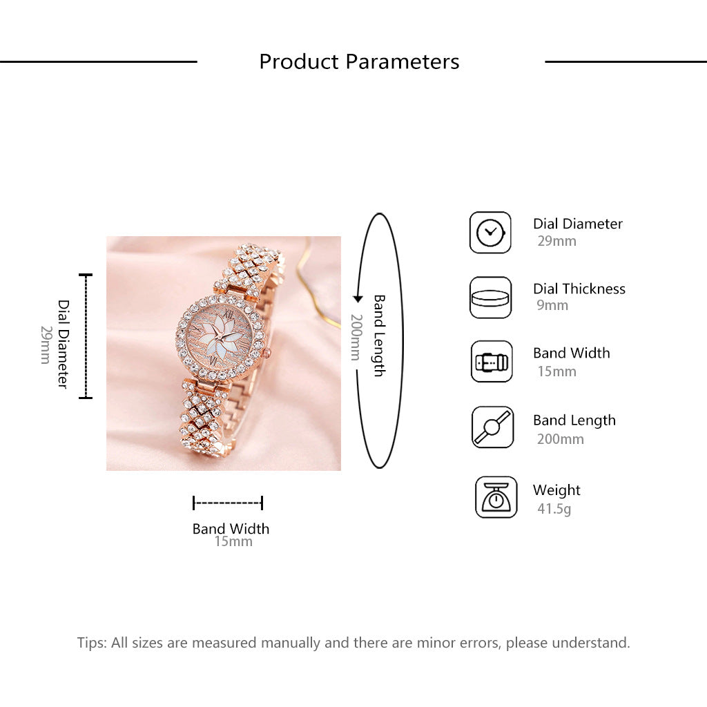 Diamond-embedded Starry Sky Flower Disk Bracelet Watch