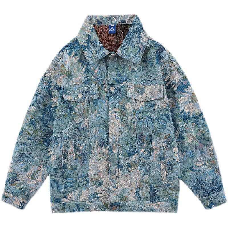 Vintage Floral Denim Loose Jackets