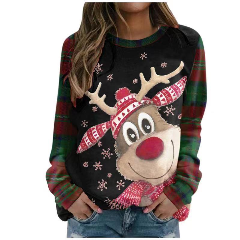 Elf Print Long Sleeve Crew Neck Sweatshirt