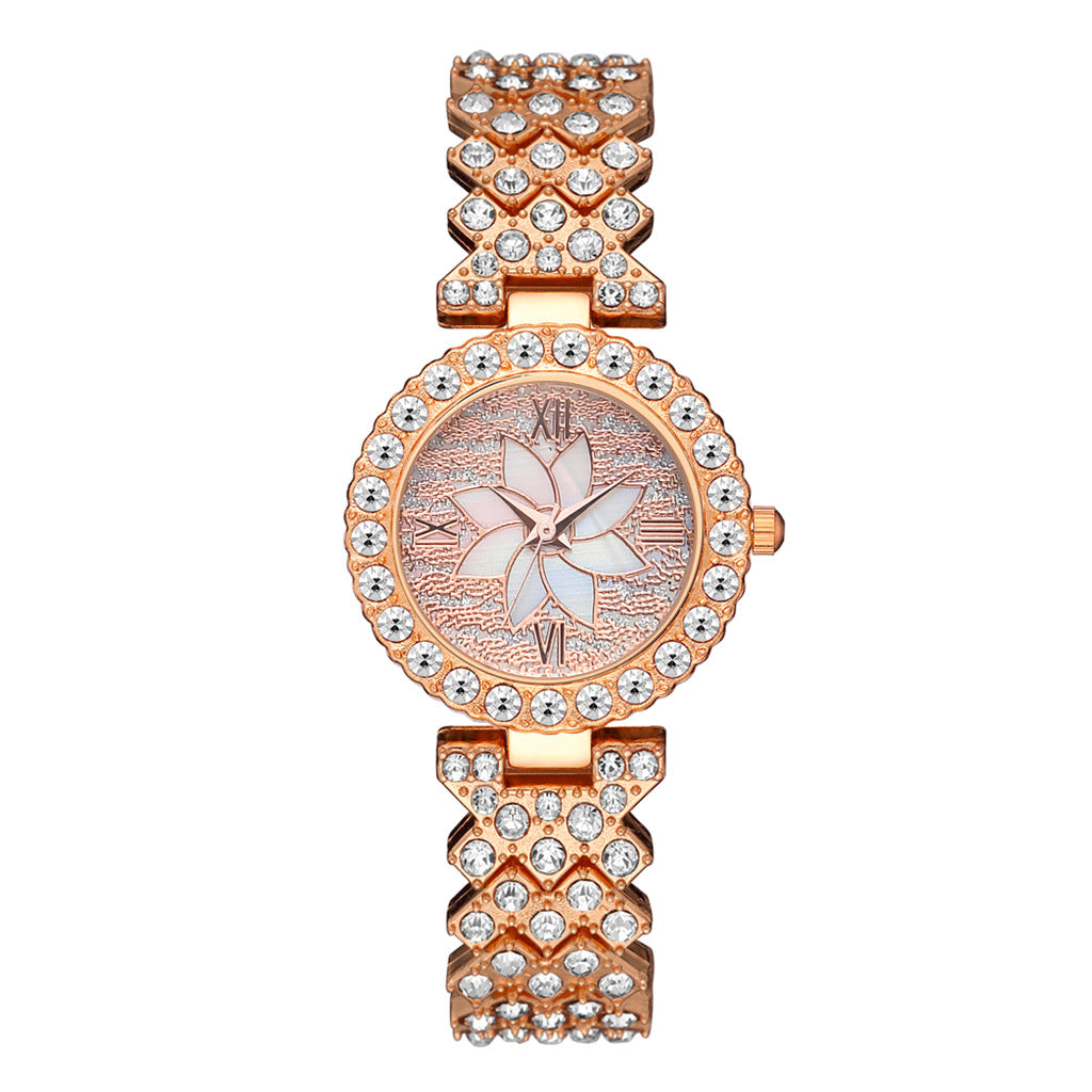 Diamond-embedded Starry Sky Flower Disk Bracelet Watch