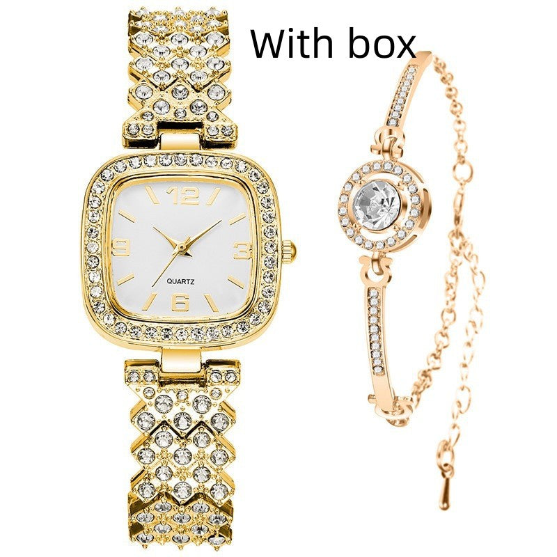 Small Square Full Diamond Women's Bracelet Wristwatch