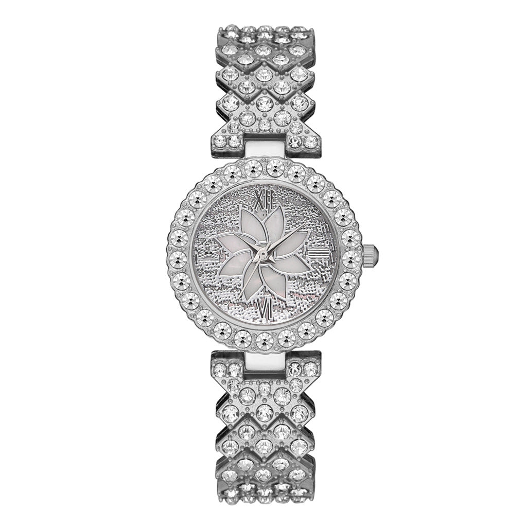 Diamond-embedded Starry Sky Flower Disk Bracelet Watch