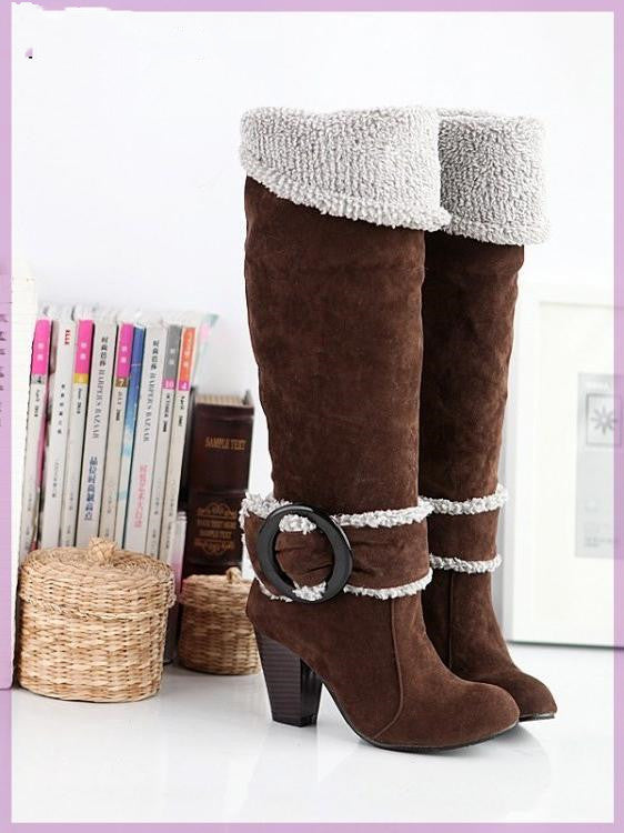 Womens High Heeled High Knee Knee Boots