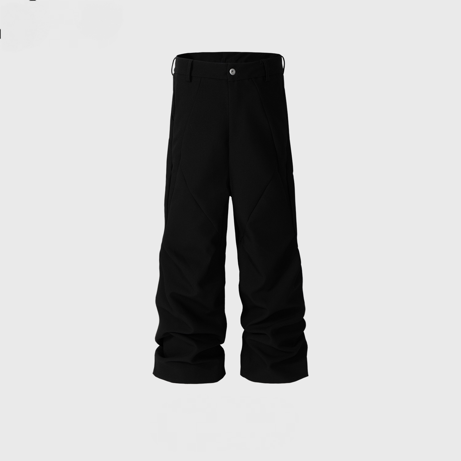 Men's And Women's Knee Double Pleated Diamond Cut-off Trousers Unisex Wide-Barrel High Street Unisex Wide-Leg Trendy Pants