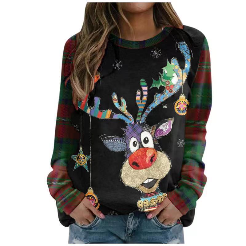 Elf Print Long Sleeve Crew Neck Sweatshirt
