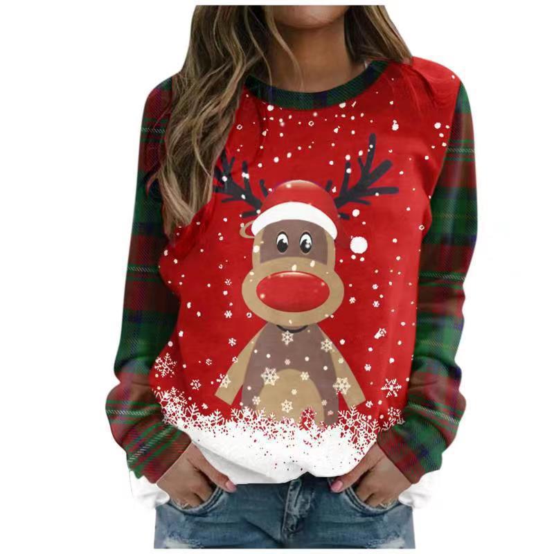 Elf Print Long Sleeve Crew Neck Sweatshirt