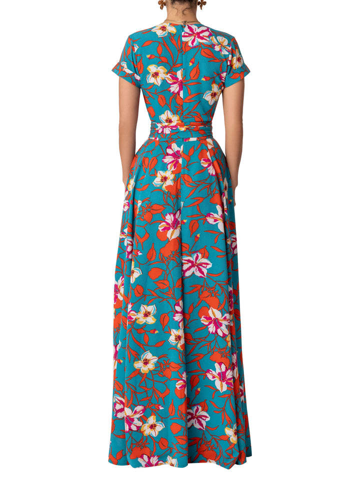 Printed Waist-controlled Long Split Dress