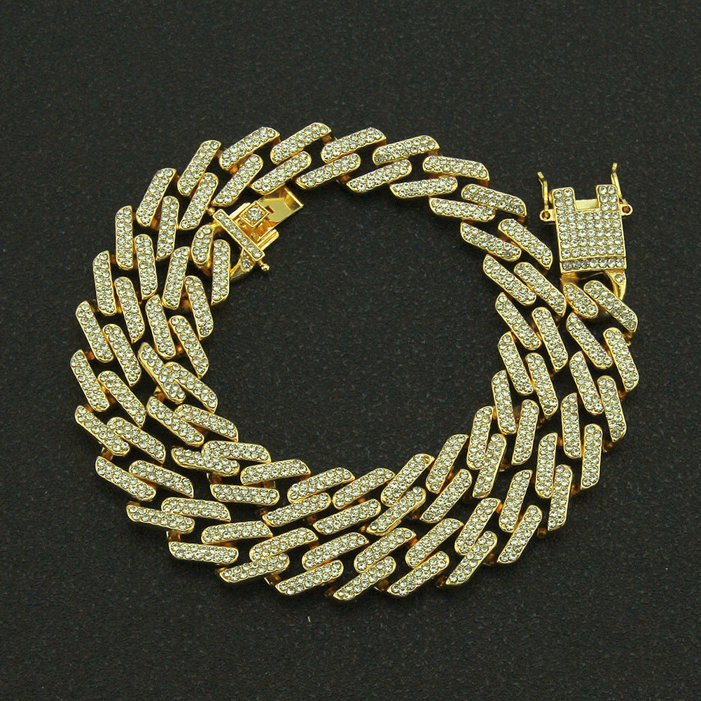 Mens Colored Diamonds Geometric Square Cuban Necklace Chain