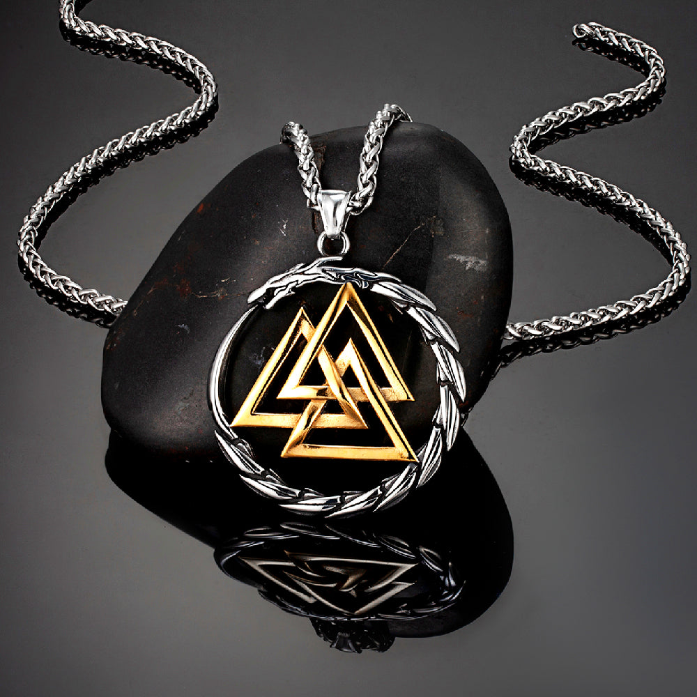 Punk Vikings Dragon Stainless Steel Nordic Run Necklace