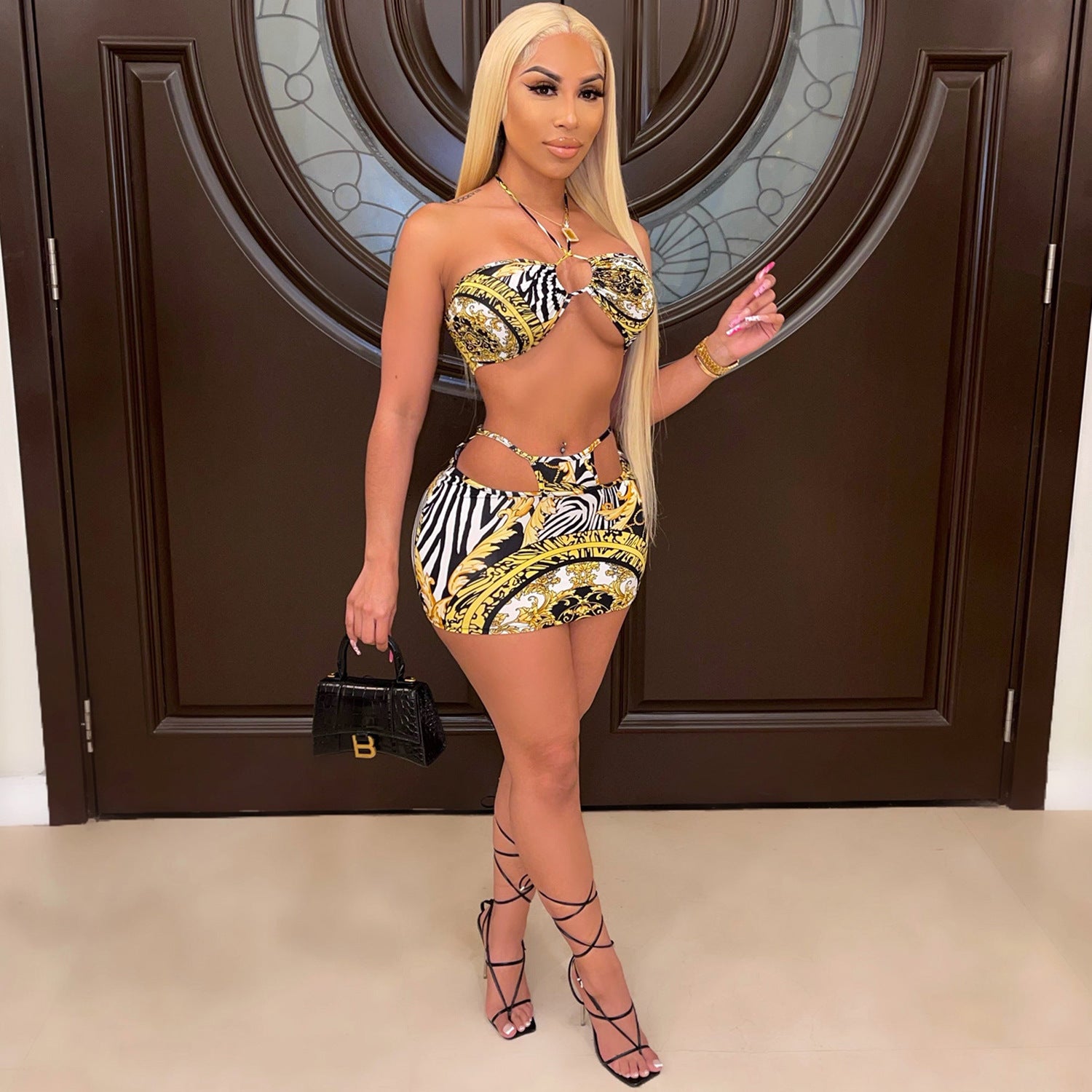 Printed Two Piece Sling Two Piece Women's Dress