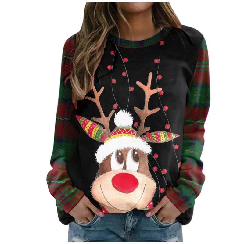 Elf Print Long Sleeve Crew Neck Sweatshirt