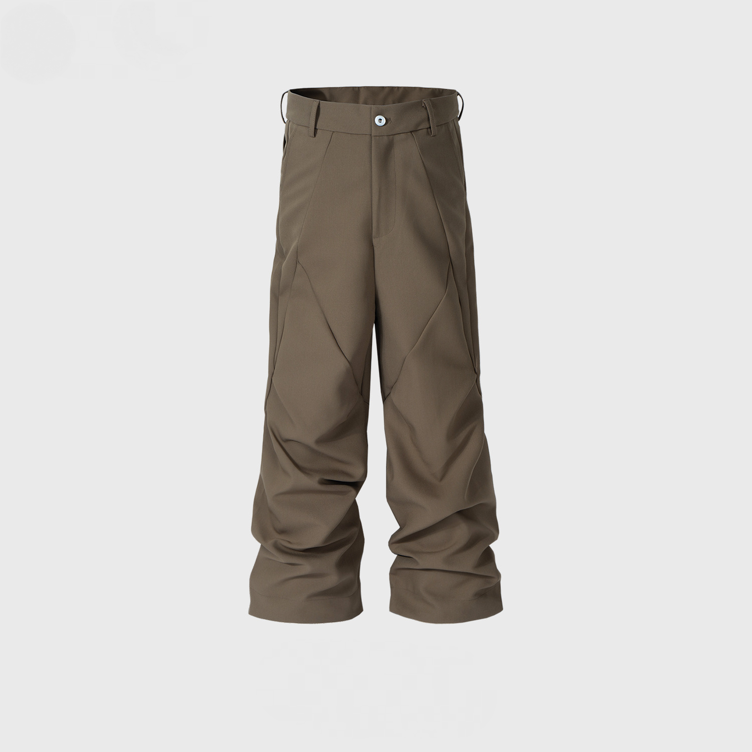 Men's And Women's Knee Double Pleated Diamond Cut-off Trousers Unisex Wide-Barrel High Street Unisex Wide-Leg Trendy Pants