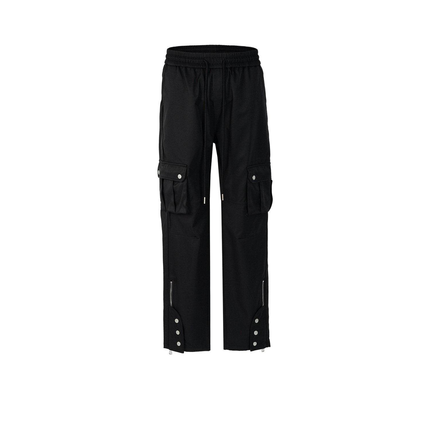 Men's And Women's Urban Functional Multi-Pocket Pants Unisex Black Samurai Casual Pants With Zipper Leg