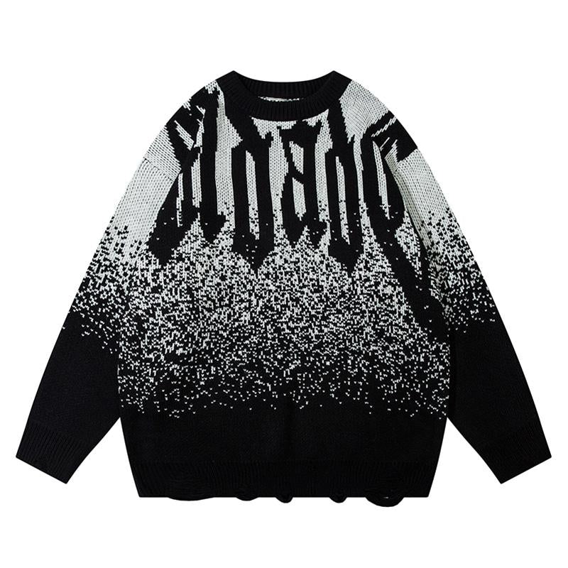 Big Letter Sweater Pullovers Oversize Autumn Casual Round Neck Warm Long Sleeve Special Design
