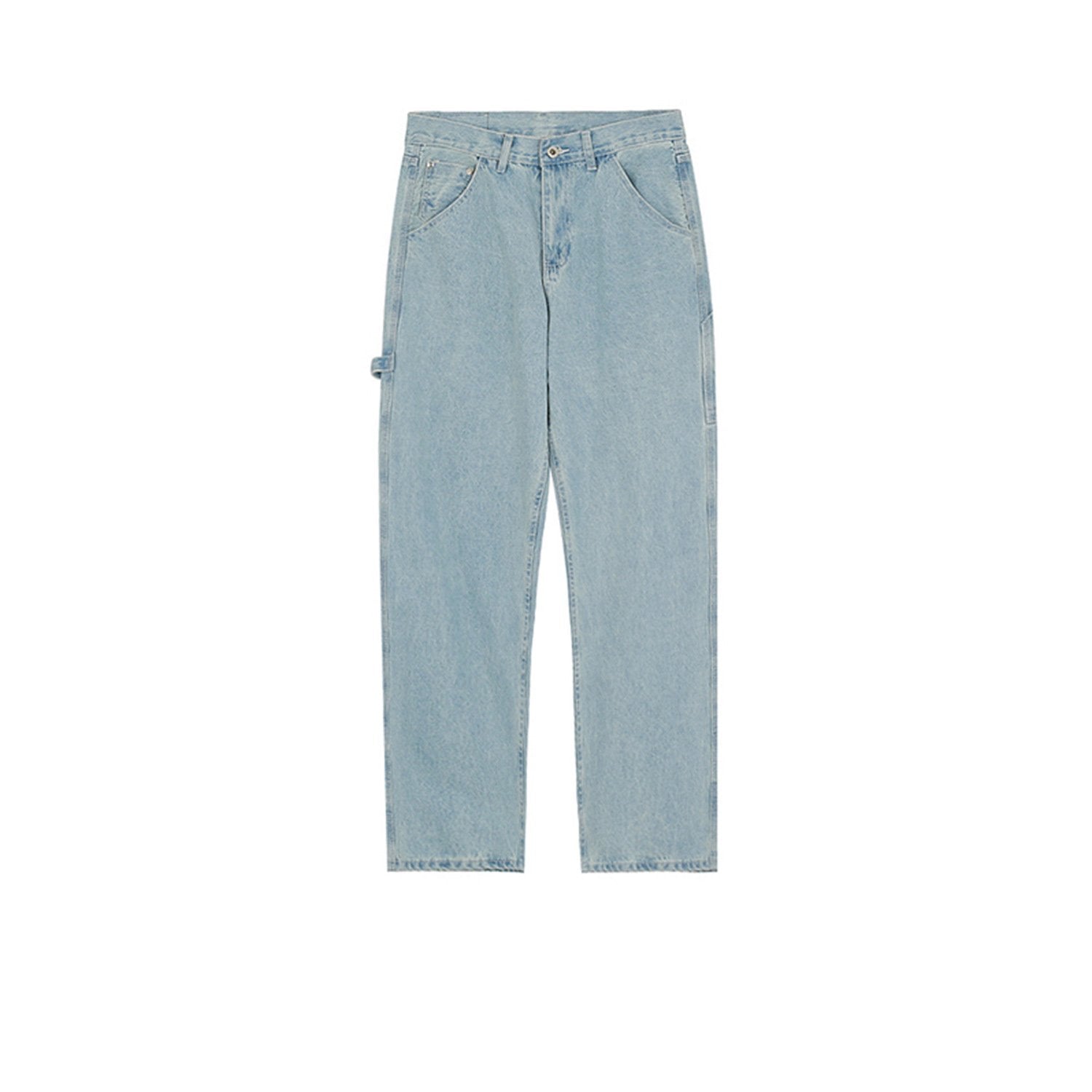 Men's And Women's Urban Simple Straight-Leg Pants With Decorative Tape High Street Washed Jeans For Men And Women Multi-Size