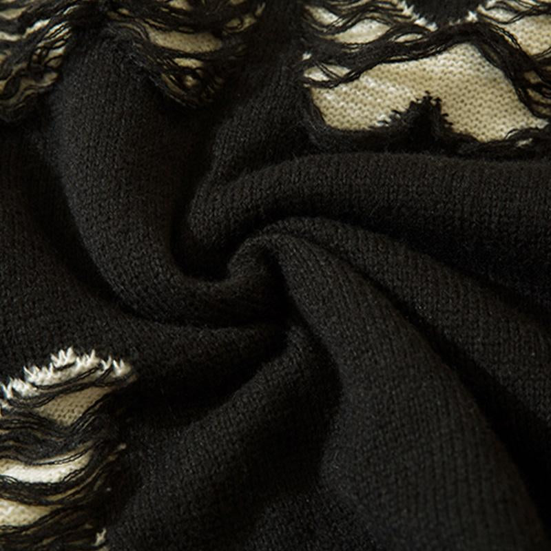 Hole Fringed Sweater Long Sleeves Fashion Pullovers Oversize Basic Autumn Casual Streetwear Trendy