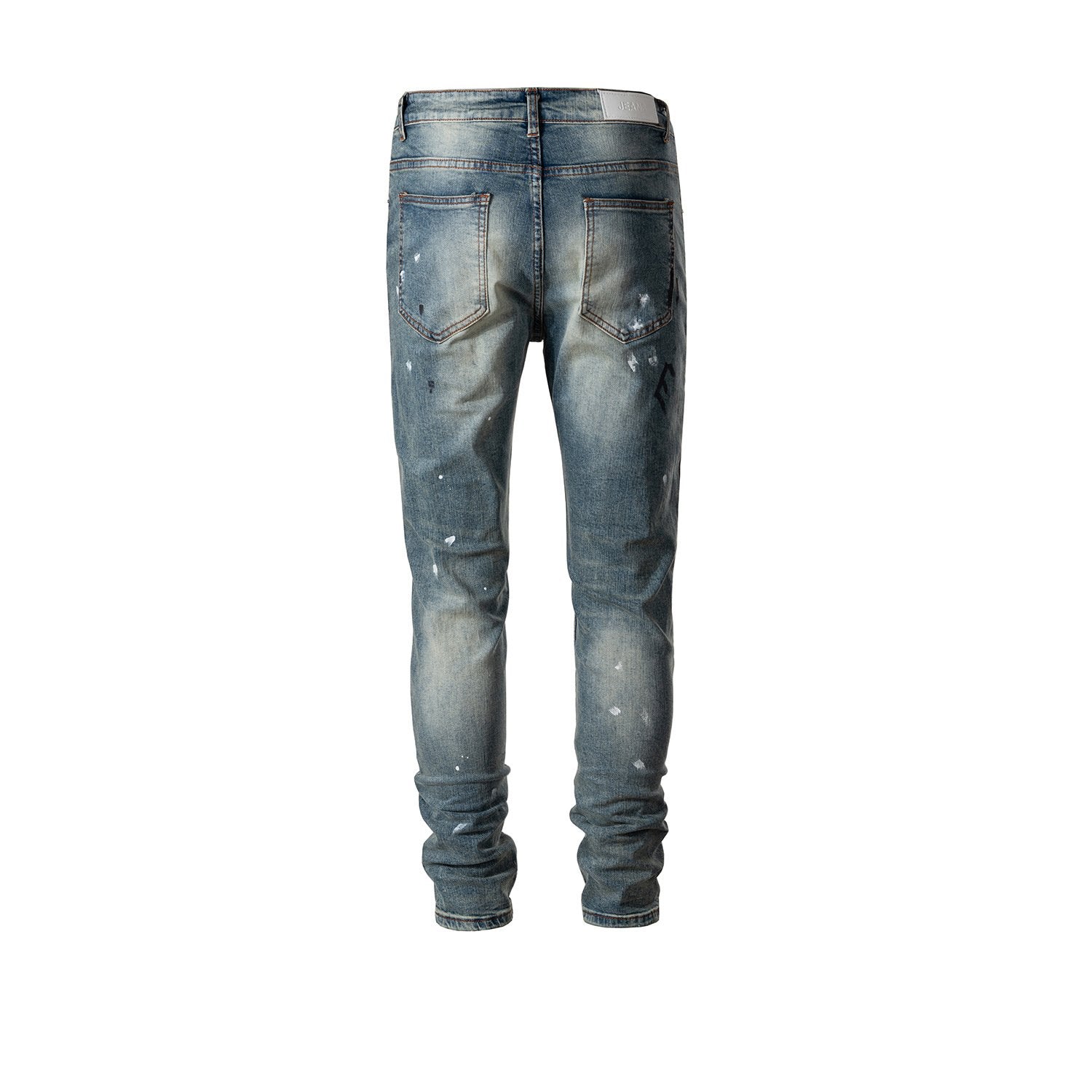 Men's Women's Autumn And Winter Urban Ripped Paint Slim-fit Small Leg Trousers Trendy Washable Jeans For Men And Women