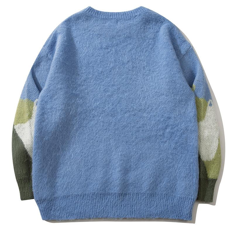 Funny Knitted Cat Embroidery Sweater Autumn Fashion Loose All-Match Pullover Winter Long Sleeve Tops