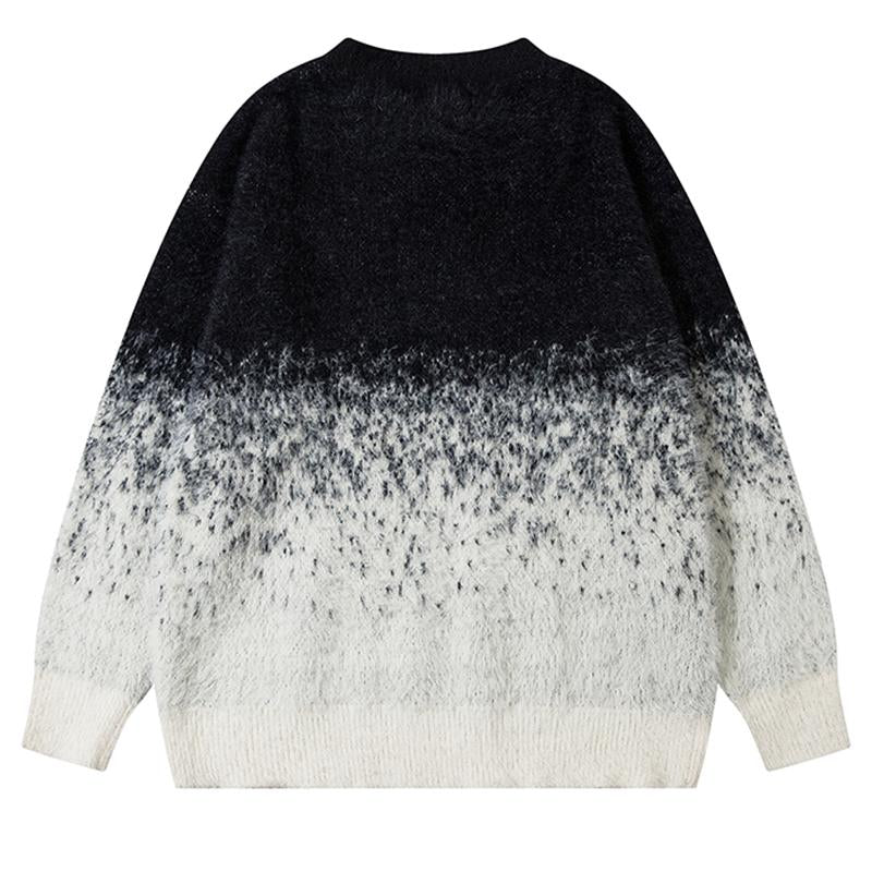Dragon Gradient Sweater Round Neck Fashion Long Sleeve Casual Warm Autumn Loose Winter Pullovers