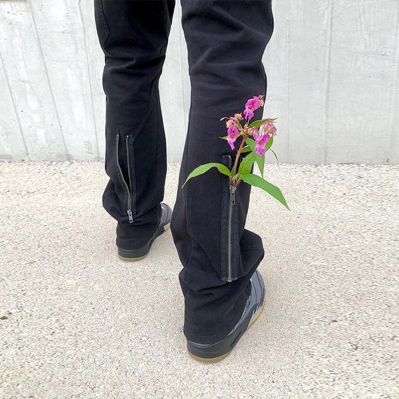 Men's Women's Autumn And Winter Neutral High Street Back Pocket Zipper Straight Trousers VIBE Heavy Industry Horn