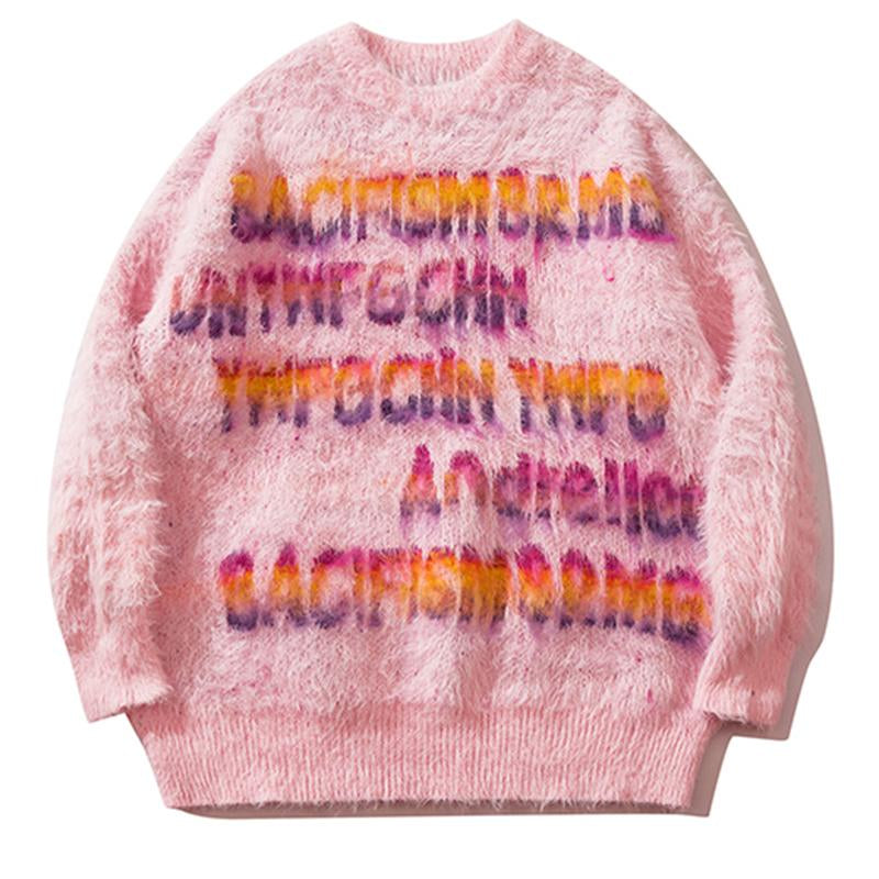 Big Colorful Letter Print Sweater Autumn Fashion Loose All-Match Pullover Winter Long Sleeve Tops