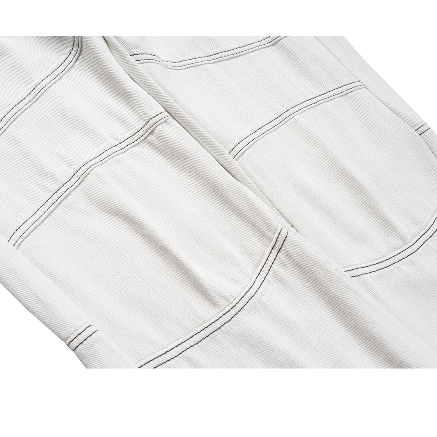 Men's And Women's Autumn And Winter Urban Multi-Zipper Wide Leg Top Line Pants Men's And Women's Same White Jeans