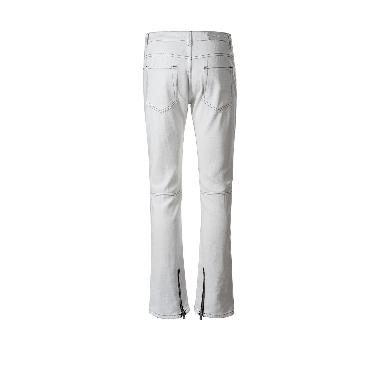 Men's And Women's Autumn And Winter Urban Multi-Zipper Wide Leg Top Line Pants Men's And Women's Same White Jeans