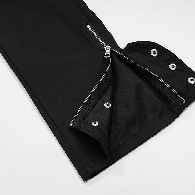 Men's And Women's Urban Functional Multi-Pocket Pants Unisex Black Samurai Casual Pants With Zipper Leg