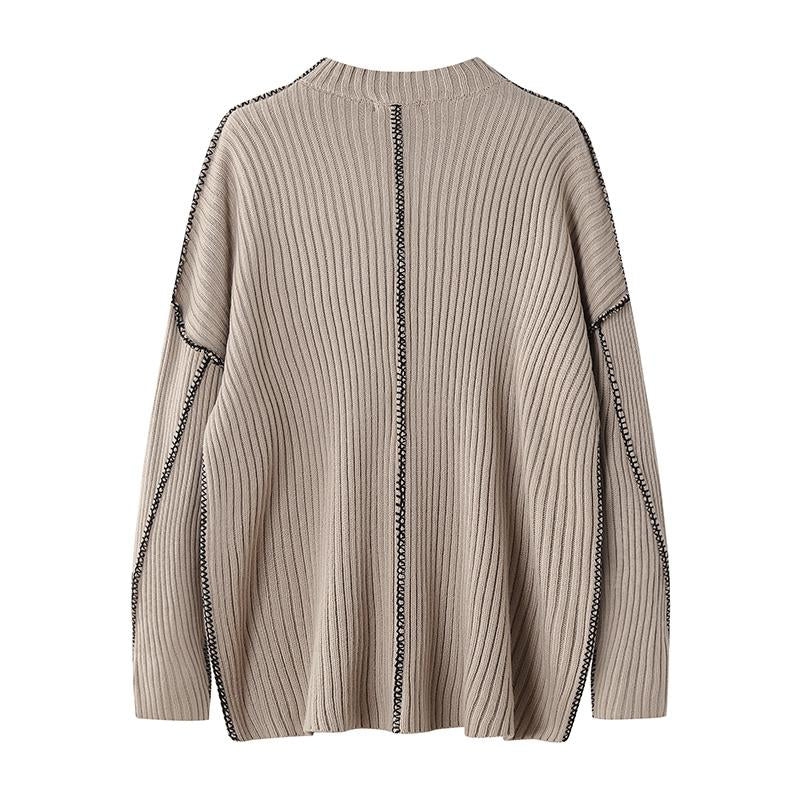 Knitted Jumper Letter Sweater Loose Crew Neck Winter Long Sleeves Warm Autumn Harajuku Casual Trendy Fashion