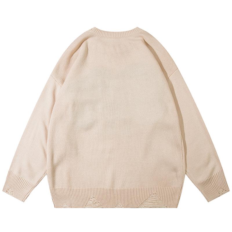 Letter Embroidered Sweater Autumn Fashion Streetwear Pullover Winter Loose O Neck Warm Outdoor