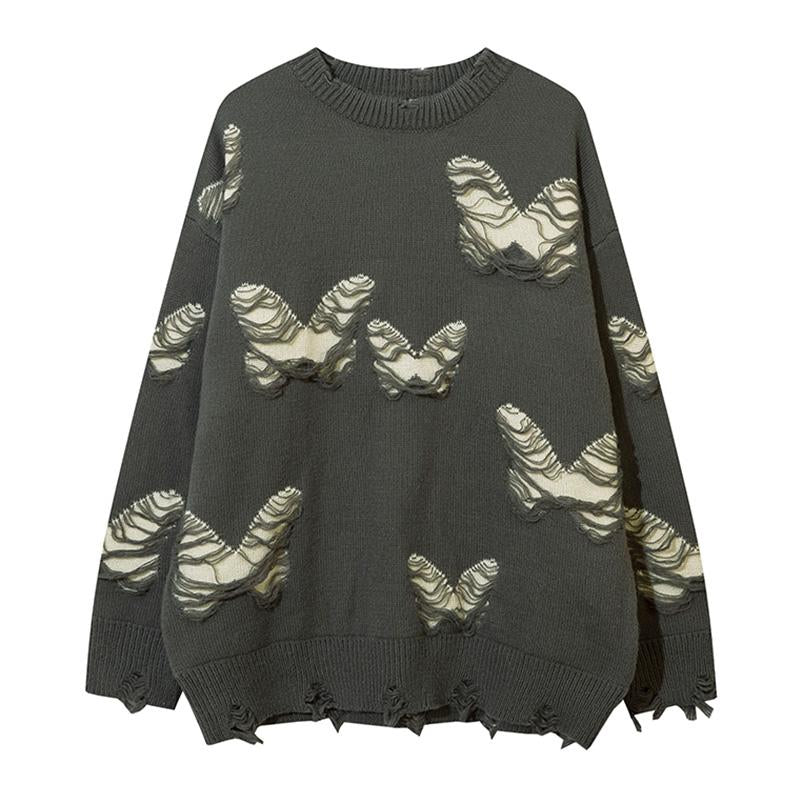 Hole Fringed Sweater Long Sleeves Fashion Pullovers Oversize Basic Autumn Casual Streetwear Trendy