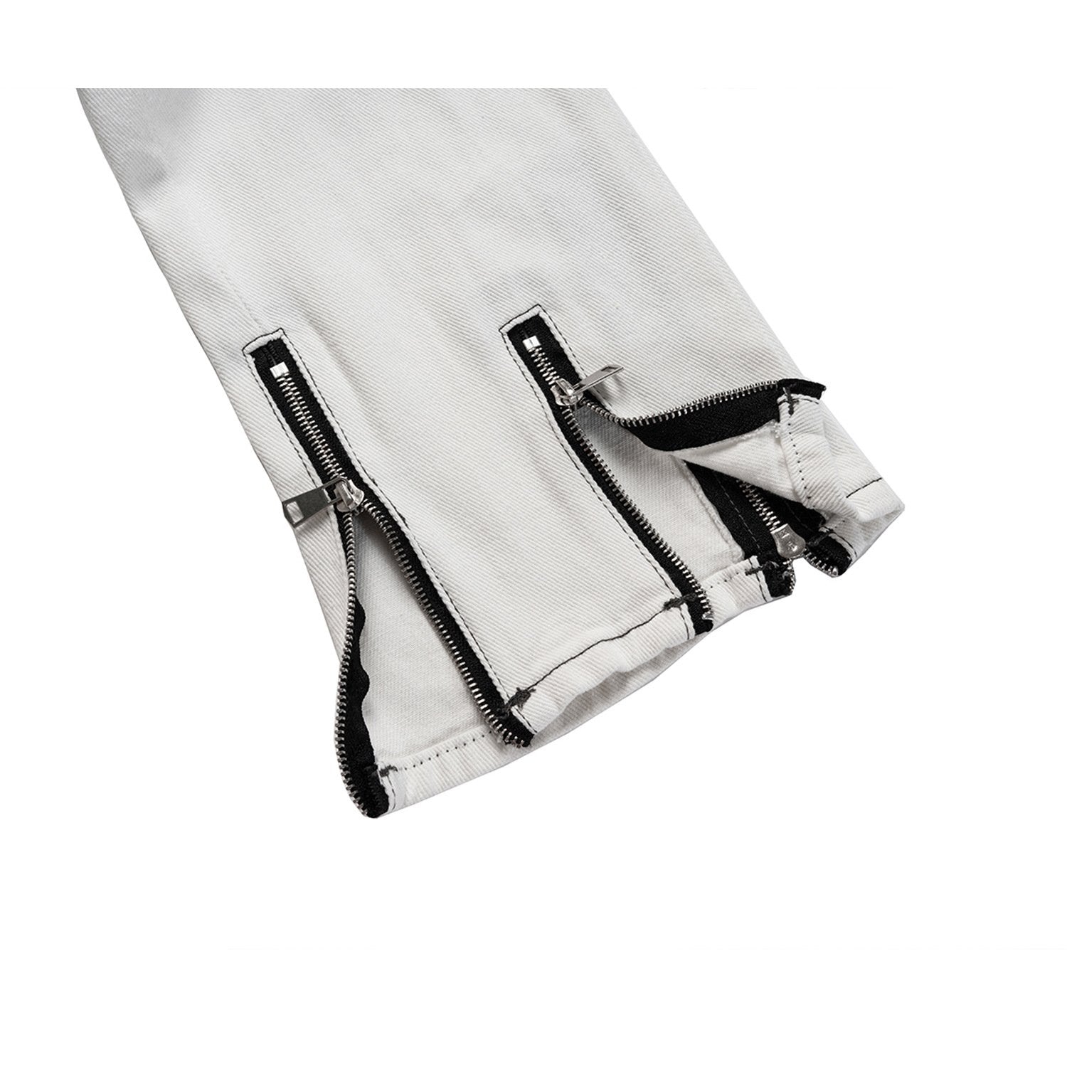 Men's And Women's Autumn And Winter Urban Multi-Zipper Wide Leg Top Line Pants Men's And Women's Same White Jeans