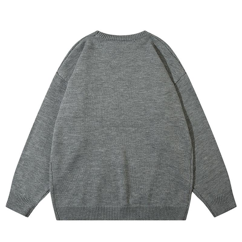 Letter Sweater Autumn Crew Neck Winter Loose High Street Casual Fashion Streetwear Warm Basic Pullover