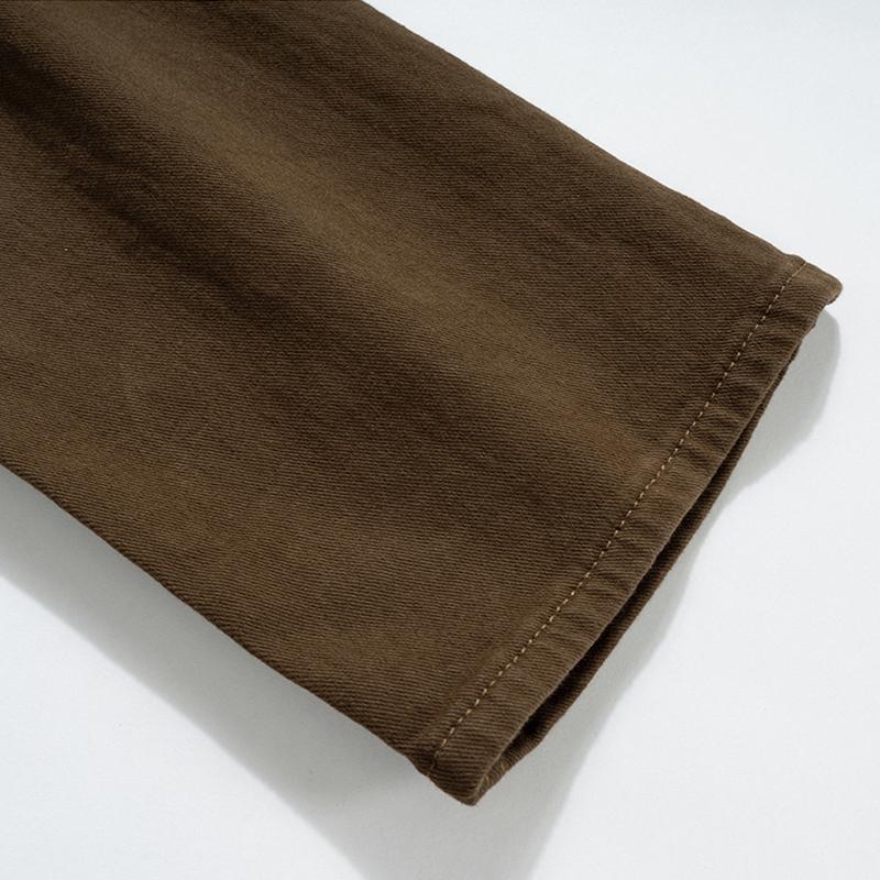 Men's New Washed Dressed Trousers Men's And Women's Same-style Slim-fit Skinny Straight Brown Multi-size Jeans