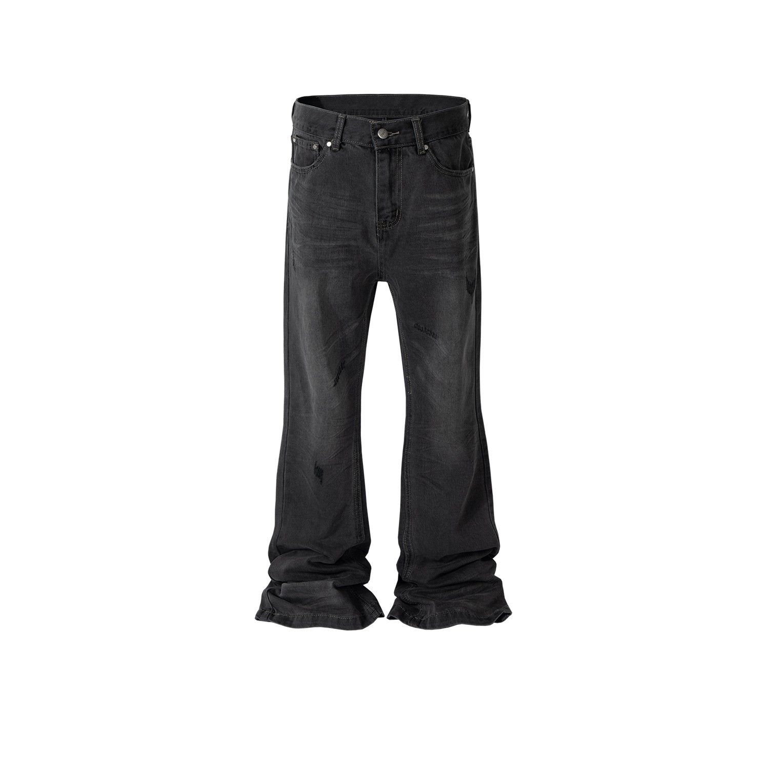 Men's Wear Women's Crumpled Pants Unisex High Street Neutral High Street Slim-Fit Micro-Lar Jeans