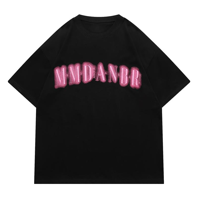 Graffiti Letter Printing Summer T Shirt Minimalist Cotton High Quality Fashion Simple Design Loose Oversize Casual Tops