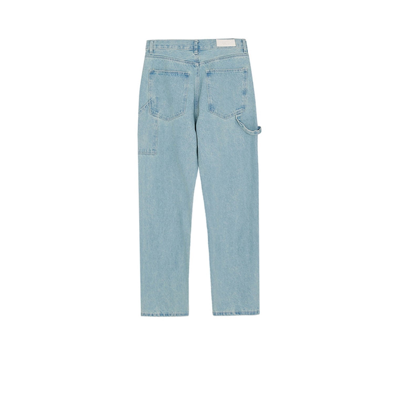 Men's And Women's Urban Simple Straight-Leg Pants With Decorative Tape High Street Washed Jeans For Men And Women Multi-Size