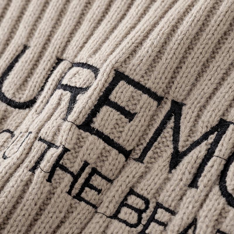 Knitted Jumper Letter Sweater Loose Crew Neck Winter Long Sleeves Warm Autumn Harajuku Casual Trendy Fashion
