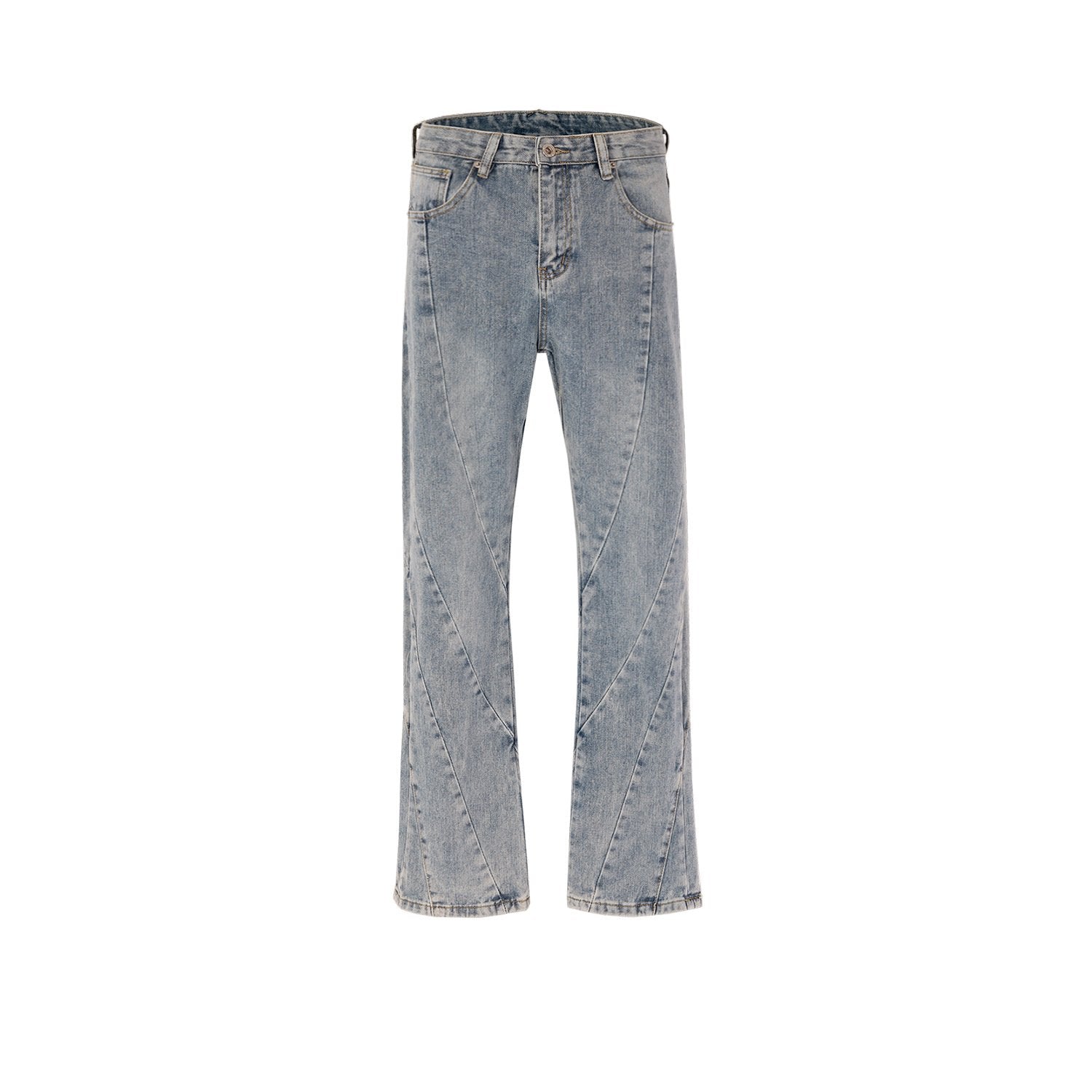 Women's Clothing Men's Hip-Hop Washed Old Pants Unisex Spiral Stitching Micro Multi-Size Blue Jeans