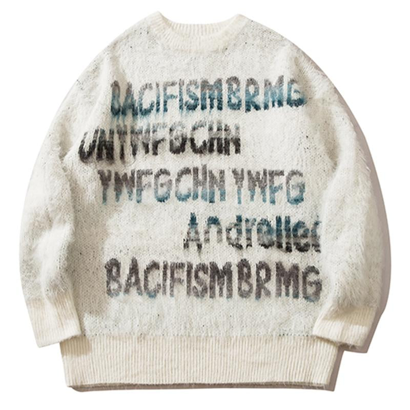 Big Colorful Letter Print Sweater Autumn Fashion Loose All-Match Pullover Winter Long Sleeve Tops