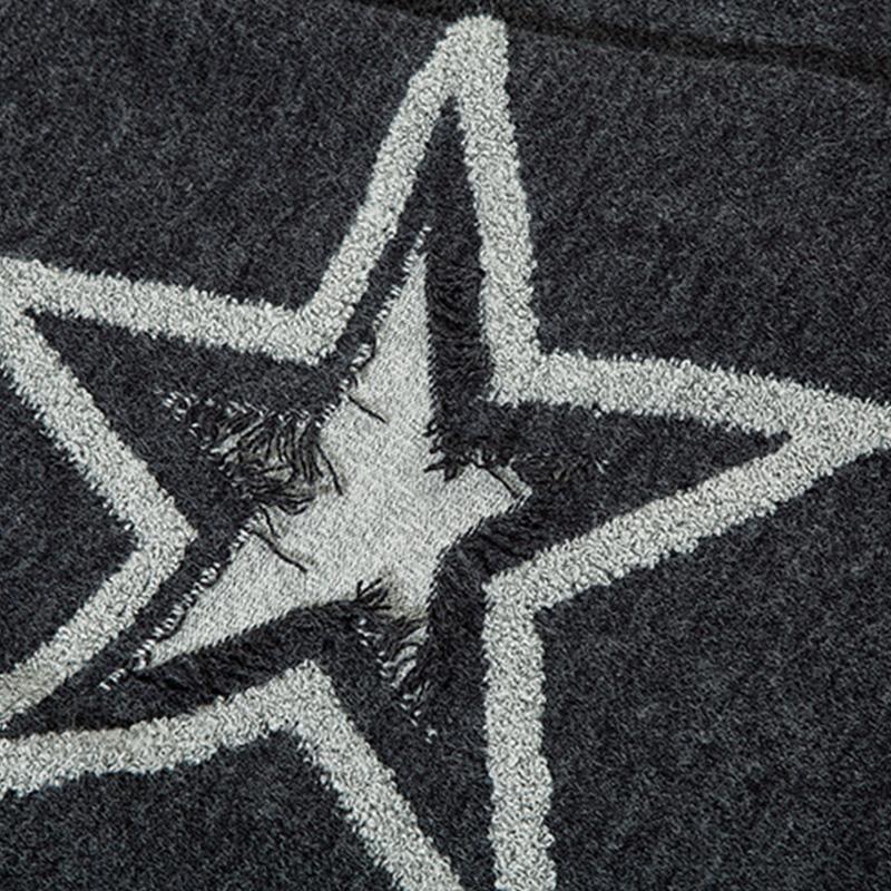 Embroidered Star Sweater Loose Long Sleeves Fashion O Neck Trendy Pullovers Simple Design Warm Autumn Knitted Casual
