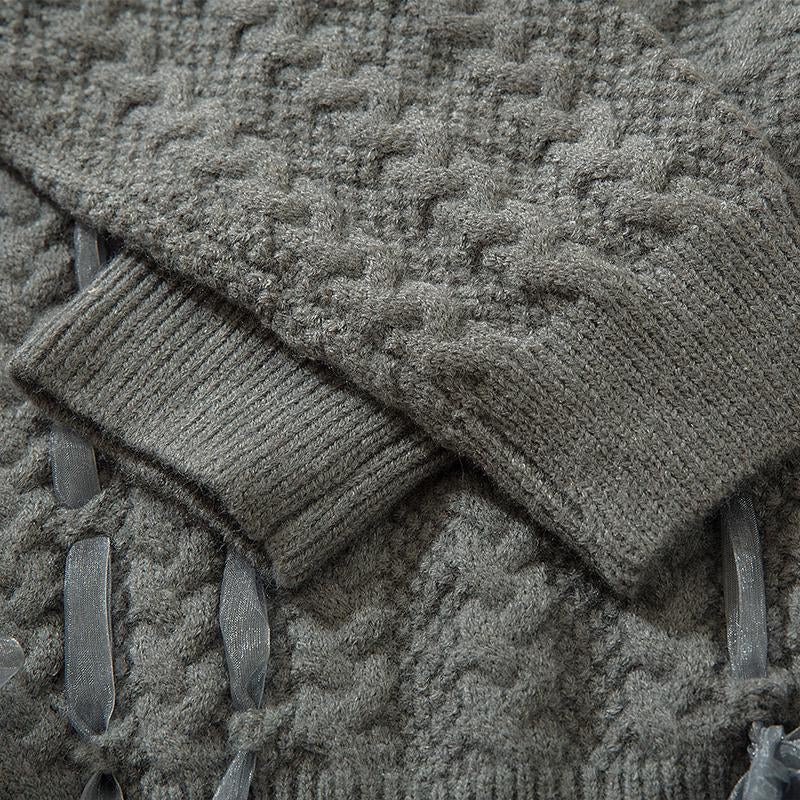 V-Neck Knit Sweater Loose Pullover Winter Tops Autumn Fashion Streetwear Long Sleeve Solid Color