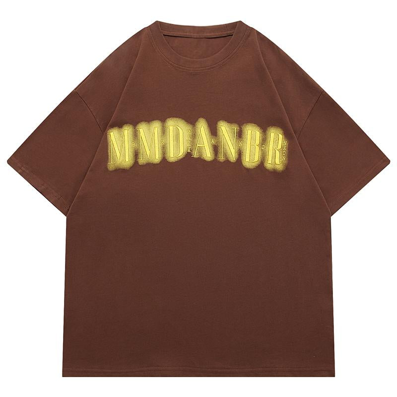 Graffiti Letter Printing Summer T Shirt Minimalist Cotton High Quality Fashion Simple Design Loose Oversize Casual Tops