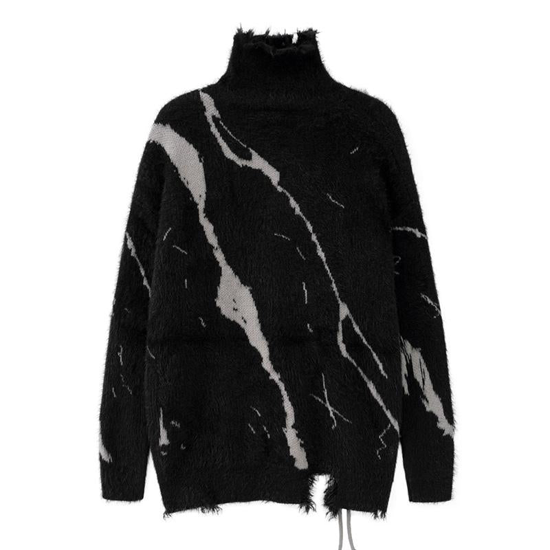 Knitwear Sweater Black Turtleneck Winter Oversize Pullover Fashion Punk Gothic Streetwear High Street Tops