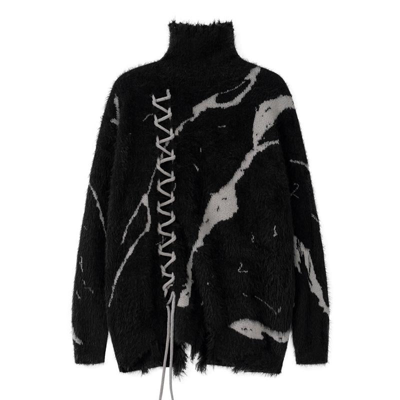 Knitwear Sweater Black Turtleneck Winter Oversize Pullover Fashion Punk Gothic Streetwear High Street Tops